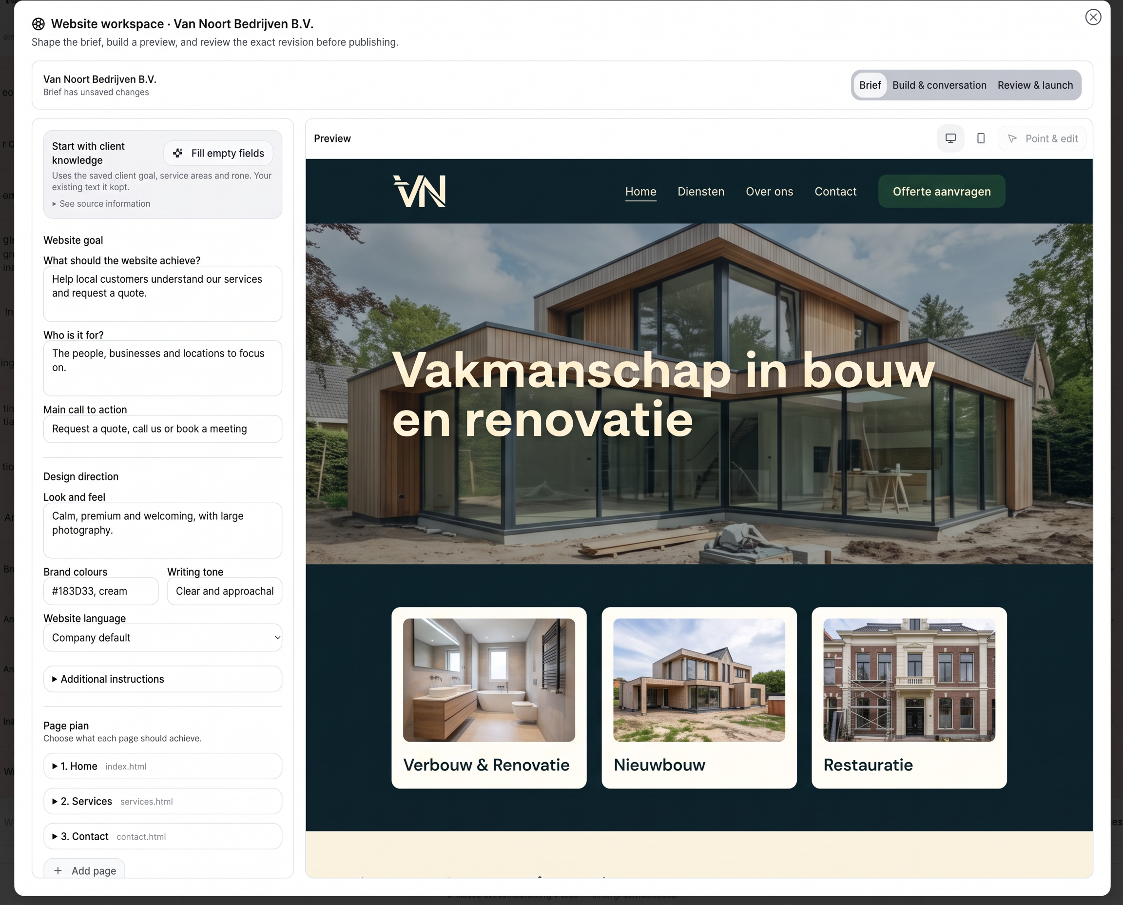 Production · Website builder